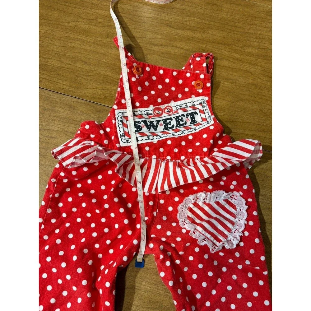 Vintage Polka Dot Overall Romper  9-12 Months